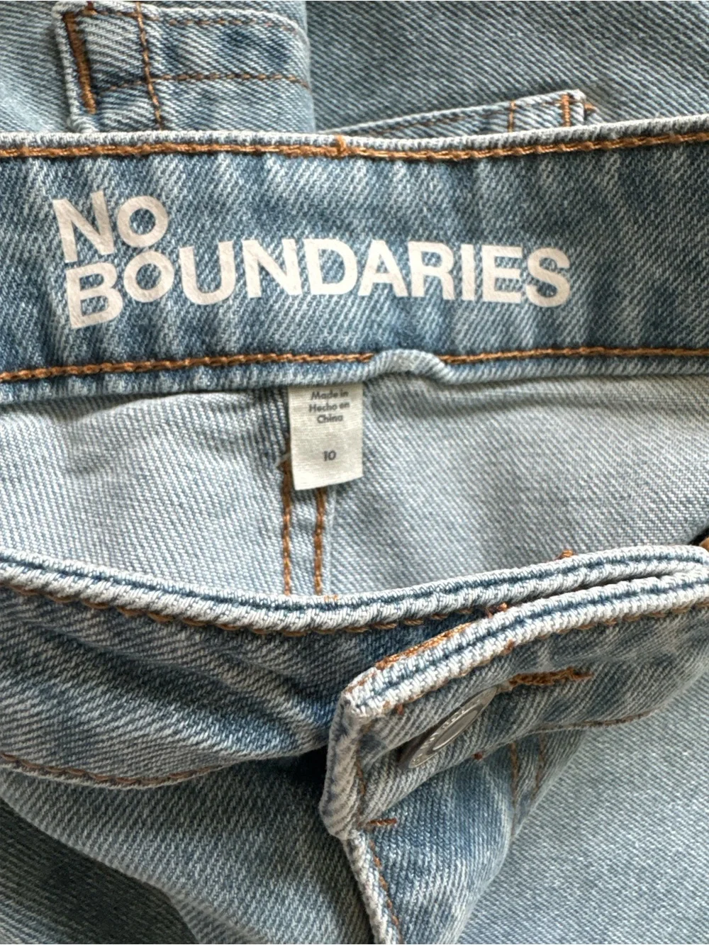 No Boundaries High Rise Denim Jorts Size 10 Light Wash Longline Shorts NWT